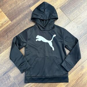 Puma Youth Logo Fleece Lined Black Pullover Hoodie